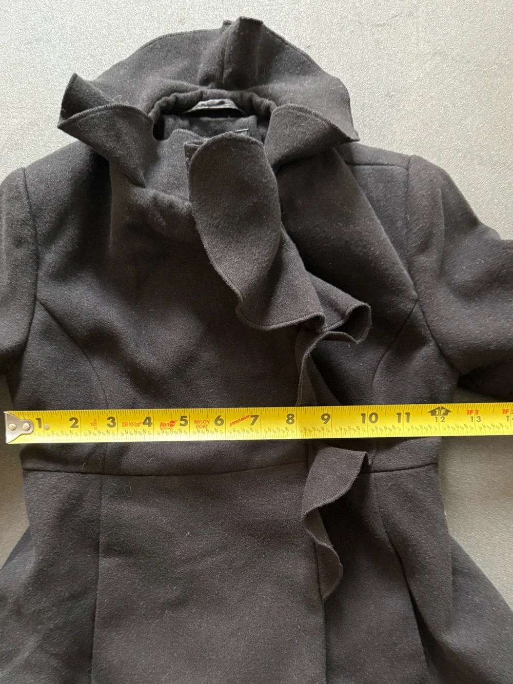 Rothschild Vintage Girls' 5/6 Black Ruffle-Trim Coat Winter Holiday